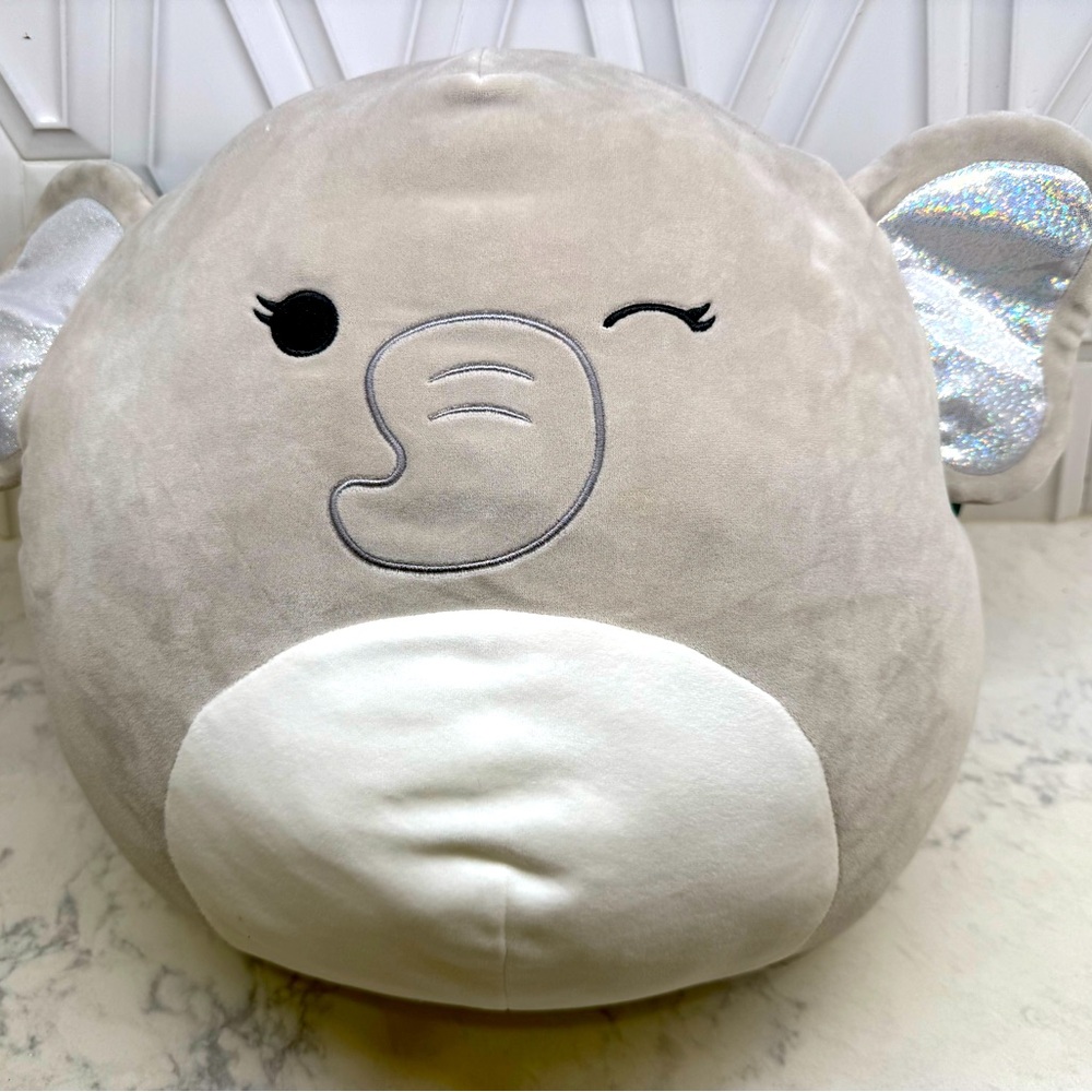 🐘 Squishmallows Cherish the Elephant with Rainbow Iridescent Ears NWT 12”